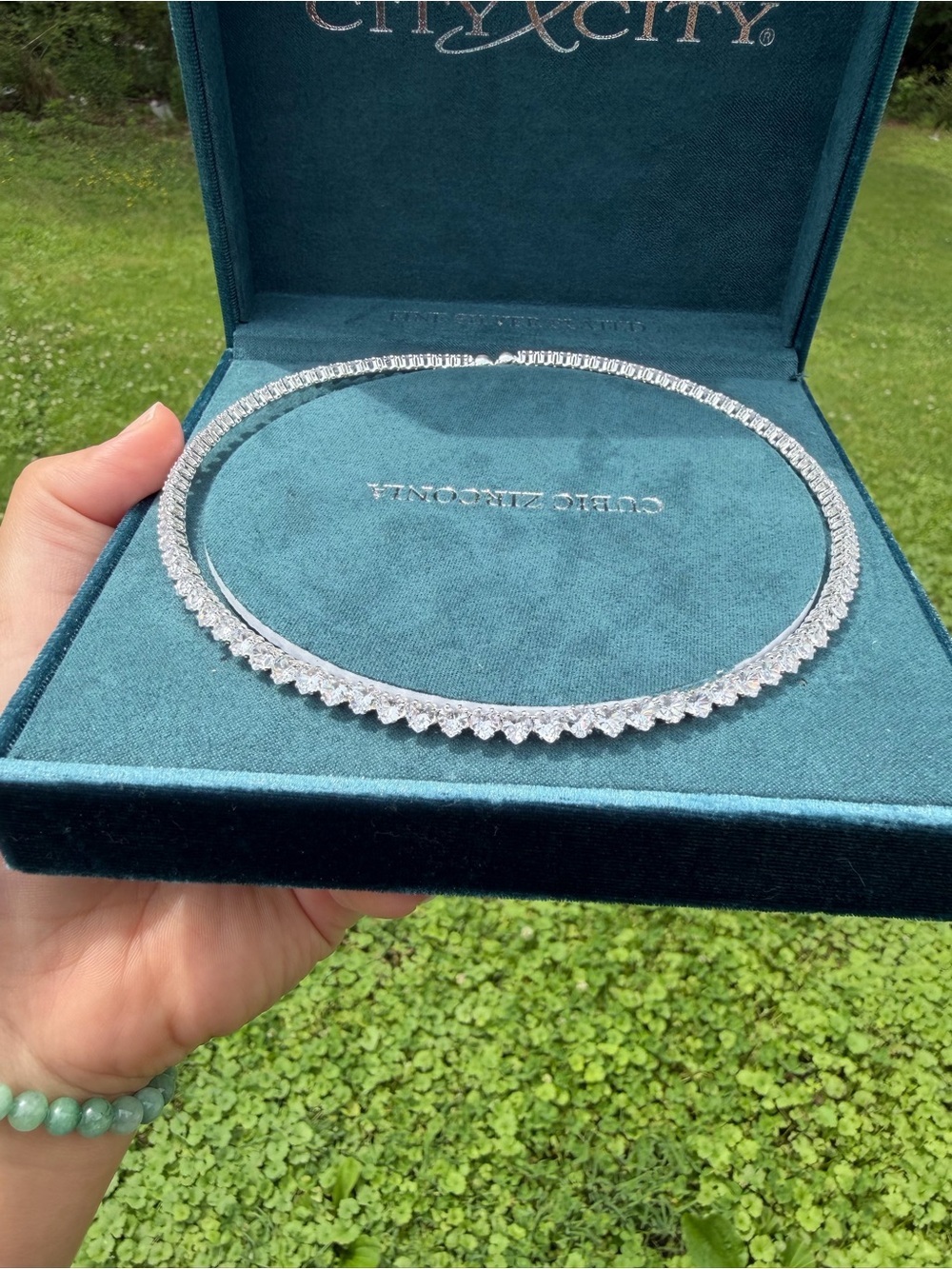 Fine Silver Plated Cubic Zirconia Choker Necklace